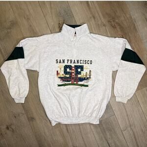 Vintage San Francisco 1/4 Zip Sweatshirt Made in USA Mens Size Large